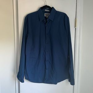 Express Men’s Navy Blue 1MX Fitted Button Down Dress Shirt